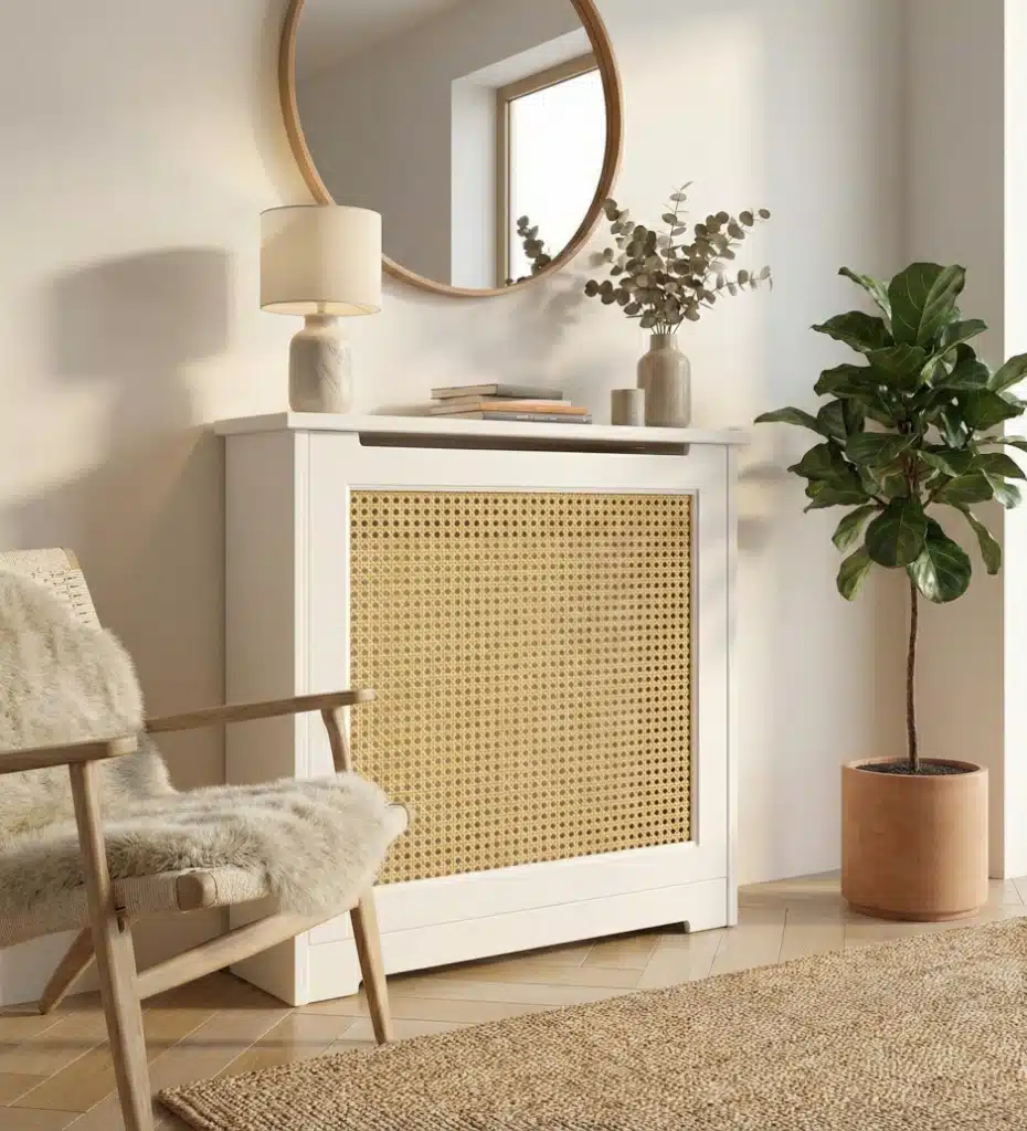 cubreradiadores clasicos con rejilla de mimbre